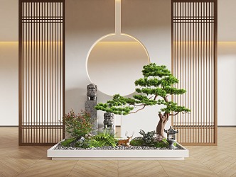 New Chinese Style Indoor Landscape Landscaping Landscape Setches Indoor Landscape Indoor Landscape Bryophytes Plant Pile 3d model