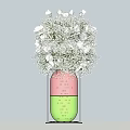 Banquet Hall Featuring White Flower Arrangement In Vase With Colorful Lights And Night Sky View