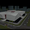 Aerial Planning of Modern Architectural Complex With Unique Roof Design and Surrounding High-Rise Buildings