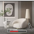 Quiet Single Sofa Floor Lamp Side Wall Decoration 3d model