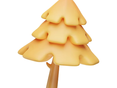Cartoon Style Layered Tree With Warm Yellow Foliage And Brown Trunk 3d model