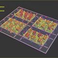 Cartoon Residential Area Scene With Orange Roof Houses Arranged Streets Green Lawns And Cars