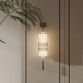 Traditional Chinese Wall Lamp Featuring Rectangular Landscape Shade And Hanging Tassel 3d model