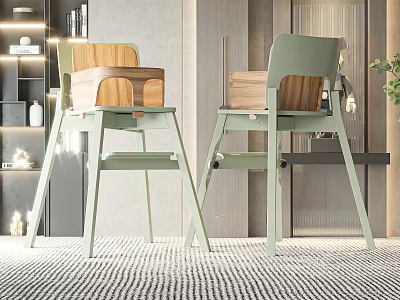 Light Green Wooden Children's Chairs With Simple Modern Design For Home Use 3d model