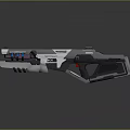 Futuristic Sci-Fi Gun With Sleek Metallic Design And Glowing Blue Purple Accents
