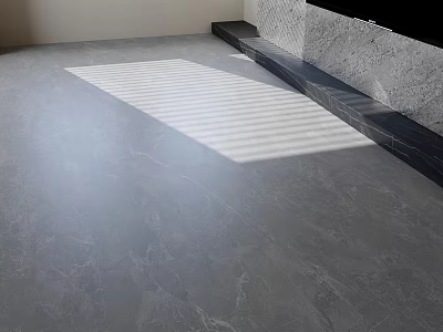Natural Grey Marble Texture Floor Tiles With Striped Sunlight In Modern Interior 3d model