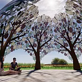 Creative Landscape Pavilion Tree Modeling Dome Pavilion Rest Pavilion Circular Landscape Camping Point Photo Card 3d model