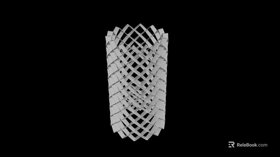 White Geometric Lattice Decorative Structure Featuring Intricate 3D Pattern On Black Background 3d model 