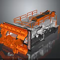 Industrial Heavy Duty Hardware Tools With Orange Components Silver Structure And Safety Railings For Engineering