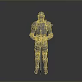 Silver Armor Decorative Figurine With Golden Accents And Red Hilt Sword As Home Decoration Piece