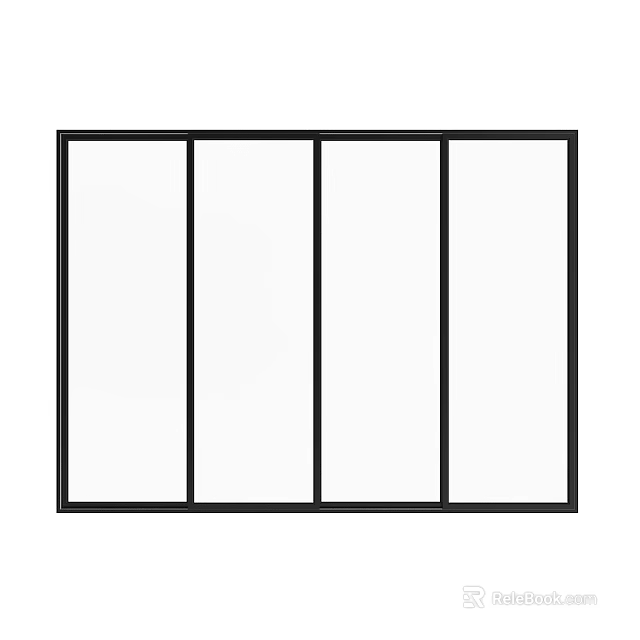 Four Panel Sliding Door With Black Frame Modern Design Structure 3d model
