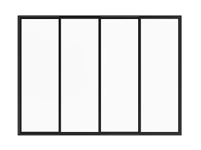 Four Panel Sliding Door With Black Frame Modern Design Structure 3d model