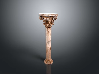 Elegant Classical Front Door With Ornate Carved Columns And Marble Accents 3d model