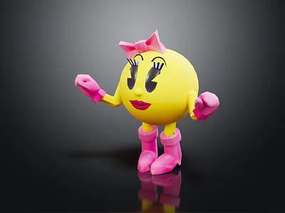 Decorative Ornament Set Featuring Yellow Cartoon Figure With Pink Bow Gloves And Boots 3d model