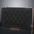 Stylish Black Quilted Handbag With Gold Chain Strap And Clasp Design