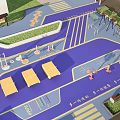 Outdoor Children's Playground With Colorful Surface Play Equipment Seating And Greenery