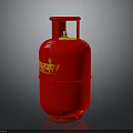 Red Gas Cylinder With RRC Logo And Yellow Valve On Dark Background