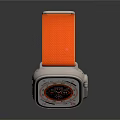 Sporty Wristwatch With Orange Nylon Strap And Square Dial On Black Background