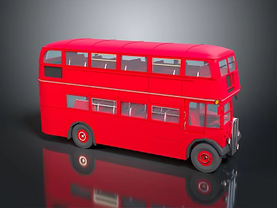 Classic Red Double Decker Bus With Multiple Windows And Retro Exterior Design 3d model