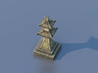 Traditional Stone Tower Ornament With Multi Layer Design And Carved Base For Home Decor 3d model