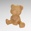 Golden Woven Mesh Teddy Bear Decorative Ornaments Set For Home Decor