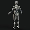 Futuristic Silver White Humanoid Game And Movie Character With Black Lines Design