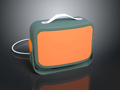 Portable Green And Orange Daily Electric Appliance With White Handle For Heating Food 3d model
