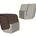 Modern Single Sofa With Leather Armrests Light Fabric Upholstery And Sleek Design