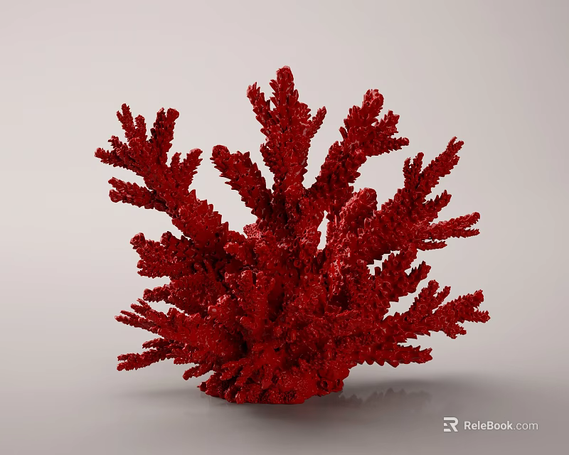 Red Coral Polyps As Aquatic Animals With Branching Structure In Marine Habitat 3d model 