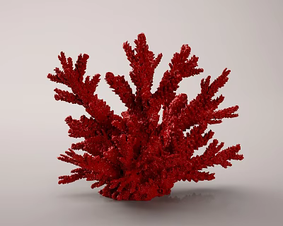 Red Coral Polyps As Aquatic Animals With Branching Structure In Marine Habitat 3d model