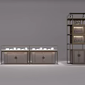 Modern Jewelry Store Interior With Display Cases And Tall Showcase For Jewelry Items