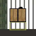Elegant Modern Console Cabinet With Gold Panels Black Frame Brass Handles And Illuminated Legs