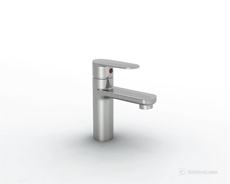 Modern Stainless Steel Bathroom Faucet with Single Handle and Sleek Design 3d model 