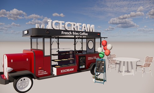 Ice Cake Car Mobile Restaurant 3d model