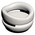 Cream Colored Plush Circular Cushion With Double Layer And Metal Base Design