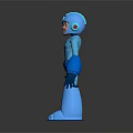 Blue Robot Game Movie Character In Metallic Armor With Shiny Gloves And Boots