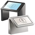 Two Interactive Information Kiosks with Touchscreen Displays and Speech Bubble Icons 3d model
