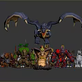 Fantasy Game Character Figurine Collection With Dragon Knight And Animal Models
