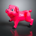 Pink Inflatable Pig Toy With Black Hooves And Blue Eyes For Kids Play