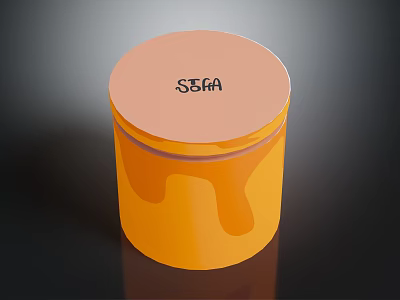 Orange Honey Storage Jar With Pink Lid And SBFA Drizzle Pattern 3d model