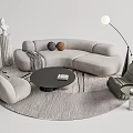 Modern Sofa Coffee Table Combination Curved Sofa Coffee Table 3d model