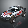 Custom Off Road Truck With Flame Graphics And Large Off Road Wheels