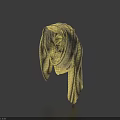Yellow Checkered Scarf Hanging In Mid Air Against Blue Background With Soft Fabric