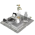 Ornaments Combination Book Tray Water Cup Alarm Clock 3d model