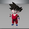 Goku Character With Spiky Black Hair In Red Martial Arts Uniform Making Peace Sign Gesture