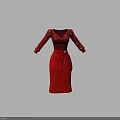 Elegant Red Dress With Black Polka Dot Top Long Sleeves And Waist Bow Brooch
