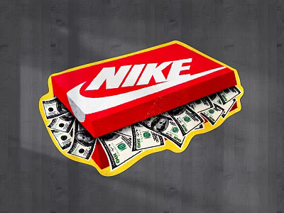Stylish Nike Themed Furniture Storage Box With Dollar Bills Design 3d model