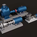 Industrial Equipment Pumps With Blue And Silver Components Mounted On Metal Base