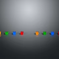 Colorful Animal Shaped Buckets Arranged in Two Rows on Gray Background