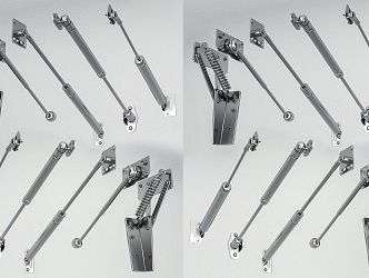 Modern Air Pressure Rod Air Pressure Rod Bracket Hydraulic Rod Hardware Component Combination Creative Art Hardware Connector Equipment Metal Stainless Steel Hardware 3d model